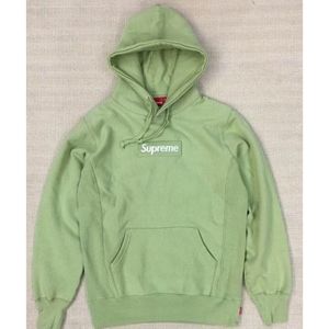 Surpreme acid green box logo hoodie